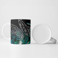 Aotearoa Maori Iwi Heritage Ceramic Mug Ngati Kahungunu Paua Shell Turquoise