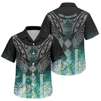Aotearoa Maori Iwi Heritage Family Matching Off Shoulder Maxi Dress and Hawaiian Shirt Ngati Kahungunu Paua Shell Turquoise