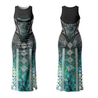 Aotearoa Maori Iwi Heritage Family Matching Tank Maxi Dress and Hawaiian Shirt Ngati Kahungunu Paua Shell Turquoise
