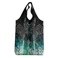 Aotearoa Maori Iwi Heritage Grocery Bag Ngati Kahungunu Paua Shell Turquoise