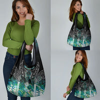 Aotearoa Maori Iwi Heritage Grocery Bag Ngati Kahungunu Paua Shell Turquoise