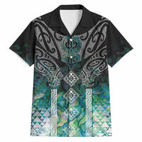 Aotearoa Maori Iwi Heritage Hawaiian Shirt Ngati Kahungunu Paua Shell Turquoise