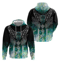 Aotearoa Maori Iwi Heritage Hoodie Ngati Kahungunu Paua Shell Turquoise