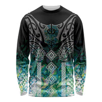 Aotearoa Maori Iwi Heritage Long Sleeve Shirt Ngati Kahungunu Paua Shell Turquoise