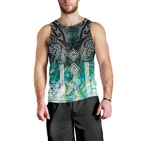 Aotearoa Maori Iwi Heritage Men Tank Top Ngati Kahungunu Paua Shell Turquoise