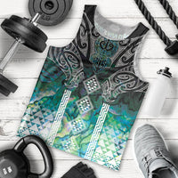 Aotearoa Maori Iwi Heritage Men Tank Top Ngati Kahungunu Paua Shell Turquoise