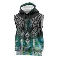 Aotearoa Maori Iwi Heritage Sleeveless Hoodie Ngati Kahungunu Paua Shell Turquoise