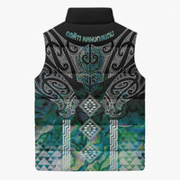 Aotearoa Maori Iwi Heritage Sleeveless Puffer Jacket Ngati Kahungunu Paua Shell Turquoise