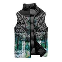 Aotearoa Maori Iwi Heritage Sleeveless Puffer Jacket Ngati Kahungunu Paua Shell Turquoise