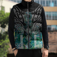Aotearoa Maori Iwi Heritage Sleeveless Puffer Jacket Ngati Kahungunu Paua Shell Turquoise