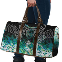 Aotearoa Maori Iwi Heritage Travel Bag Ngati Kahungunu Paua Shell Turquoise