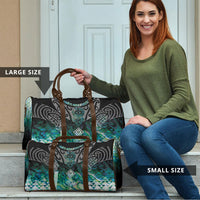 Aotearoa Maori Iwi Heritage Travel Bag Ngati Kahungunu Paua Shell Turquoise