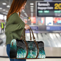 Aotearoa Maori Iwi Heritage Travel Bag Ngati Kahungunu Paua Shell Turquoise