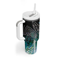 Aotearoa Maori Iwi Heritage Tumbler With Handle Ngati Kahungunu Paua Shell Turquoise