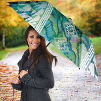 Aotearoa Maori Iwi Heritage Umbrella Ngati Kahungunu Paua Shell Turquoise
