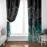 Aotearoa Maori Iwi Heritage Window Curtain Ngati Kahungunu Paua Shell Turquoise