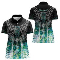 Aotearoa Maori Iwi Heritage Women Polo Shirt Ngati Kahungunu Paua Shell Turquoise