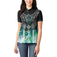 Aotearoa Maori Iwi Heritage Women Polo Shirt Ngati Kahungunu Paua Shell Turquoise