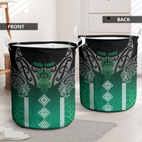 Aotearoa Maori Iwi Heritage Laundry Basket Ngai Tahu Pounamu Green