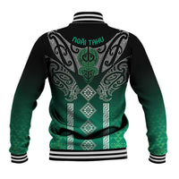 Aotearoa Maori Iwi Heritage Baseball Jacket Ngai Tahu Pounamu Green