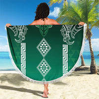 Aotearoa Maori Iwi Heritage Beach Blanket Ngai Tahu Pounamu Green