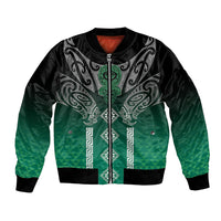 Aotearoa Maori Iwi Heritage Bomber Jacket Ngai Tahu Pounamu Green