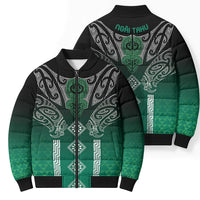 Aotearoa Maori Iwi Heritage Bomber Puffer Jacket Ngai Tahu Pounamu Green