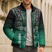 Aotearoa Maori Iwi Heritage Bomber Puffer Jacket Ngai Tahu Pounamu Green