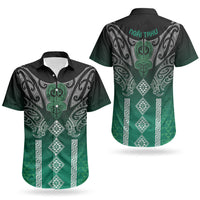 Aotearoa Maori Iwi Heritage Couples Matching Puletasi and Hawaiian Shirt Ngai Tahu Pounamu Green