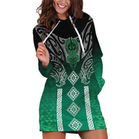 Aotearoa Maori Iwi Heritage Hoodie Dress Ngai Tahu Pounamu Green