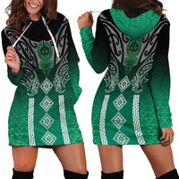Aotearoa Maori Iwi Heritage Hoodie Dress Ngai Tahu Pounamu Green