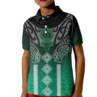 Aotearoa Maori Iwi Heritage Kid Polo Shirt Ngai Tahu Pounamu Green