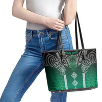 Aotearoa Maori Iwi Heritage Leather Tote Bag Ngai Tahu Pounamu Green
