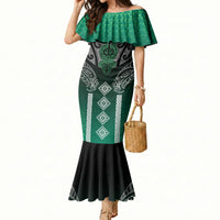 Aotearoa Maori Iwi Heritage Mermaid Dress Ngai Tahu Pounamu Green