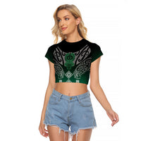 Aotearoa Maori Iwi Heritage Raglan Cropped T Shirt Ngai Tahu Pounamu Green