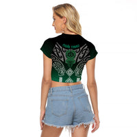 Aotearoa Maori Iwi Heritage Raglan Cropped T Shirt Ngai Tahu Pounamu Green