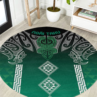 Aotearoa Maori Iwi Heritage Round Carpet Ngai Tahu Pounamu Green