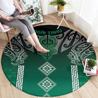 Aotearoa Maori Iwi Heritage Round Carpet Ngai Tahu Pounamu Green