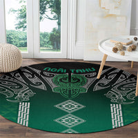 Aotearoa Maori Iwi Heritage Round Carpet Ngai Tahu Pounamu Green