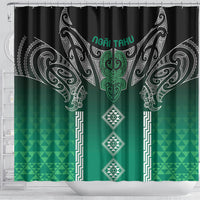 Aotearoa Maori Iwi Heritage Shower Curtain Ngai Tahu Pounamu Green
