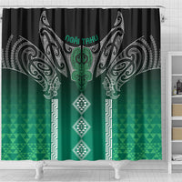Aotearoa Maori Iwi Heritage Shower Curtain Ngai Tahu Pounamu Green