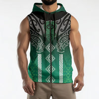 Aotearoa Maori Iwi Heritage Sleeveless Zip Hoodie Ngai Tahu Pounamu Green