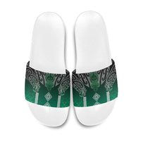 Aotearoa Maori Iwi Heritage Slide Sandals Ngai Tahu Pounamu Green