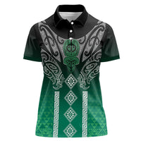 Aotearoa Maori Iwi Heritage Women Polo Shirt Ngai Tahu Pounamu Green