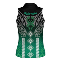Aotearoa Maori Iwi Heritage Women Sleeveless Polo Shirt Ngai Tahu Pounamu Green