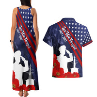 Pearl Harbor Remembrance Day Couples Matching Tank Maxi Dress and Hawaiian Shirt Poppy Mix Style LT7 - Polynesian Pride