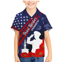 Pearl Harbor Remembrance Day Family Matching Mermaid Dress and Hawaiian Shirt Poppy Mix Style LT7 Son's Shirt Navy Blue - Polynesian Pride