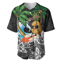 Tropical Christmas Polynesian Baseball Jersey Funny Surfing Pineapple LT7 Black - Polynesian Pride
