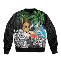 Tropical Christmas Polynesian Bomber Jacket Funny Surfing Pineapple