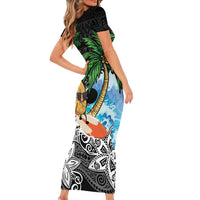 Tropical Christmas Polynesian Short Sleeve Bodycon Dress Funny Surfing Pineapple LT7 - Polynesian Pride
